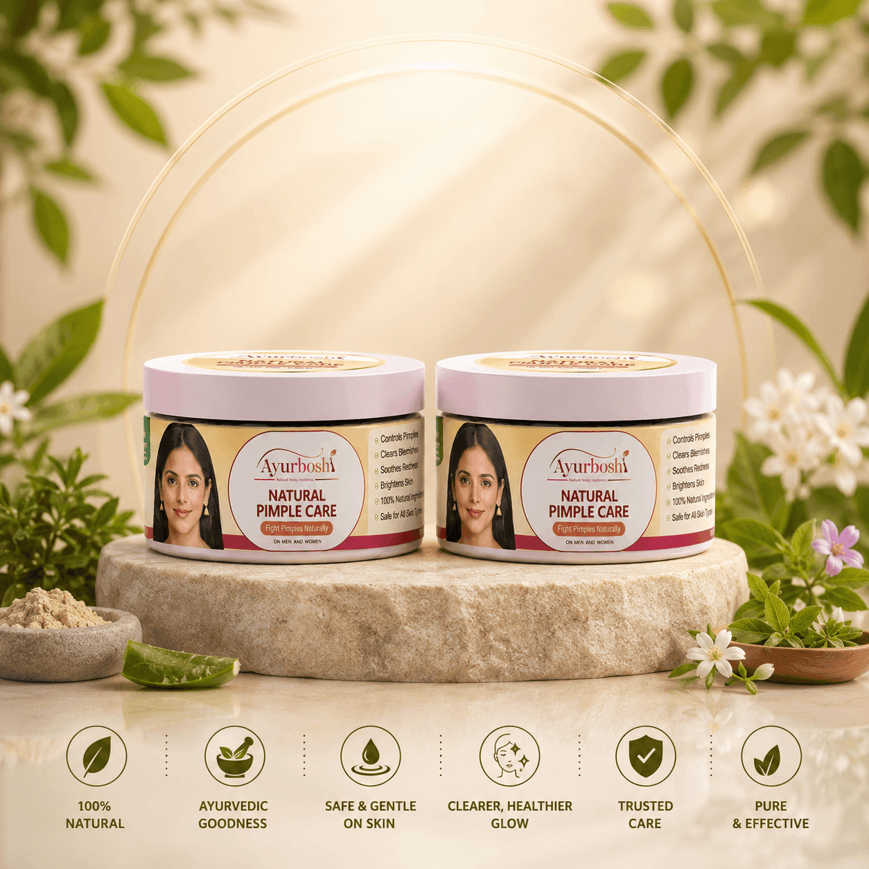 Ayurboshi Natural Pimple Care –100g 1+1 Offer Natural Ayurvedic Formula for Clea