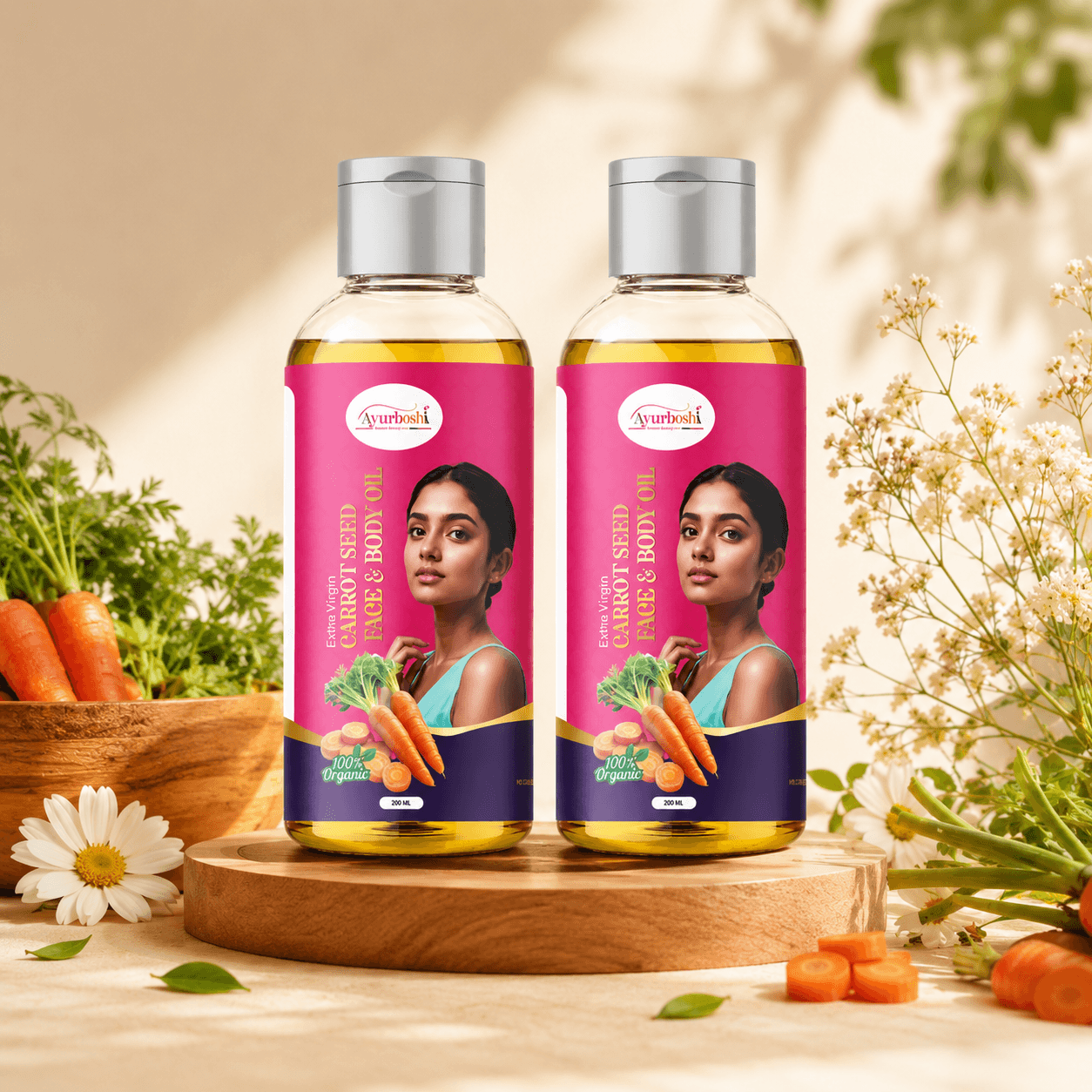 Ayurboshi 100% Pure Carrot Seed Oil for Face & Body – 1+1 Offer
