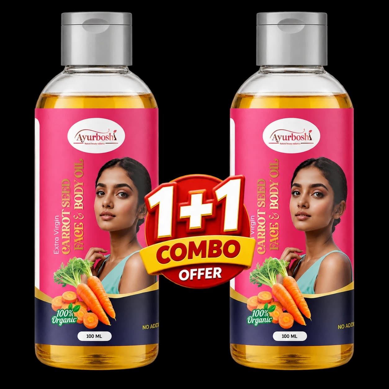 Ayurboshi 100% Pure Carrot Seed Oil for Face & Body – 1+1 Offer